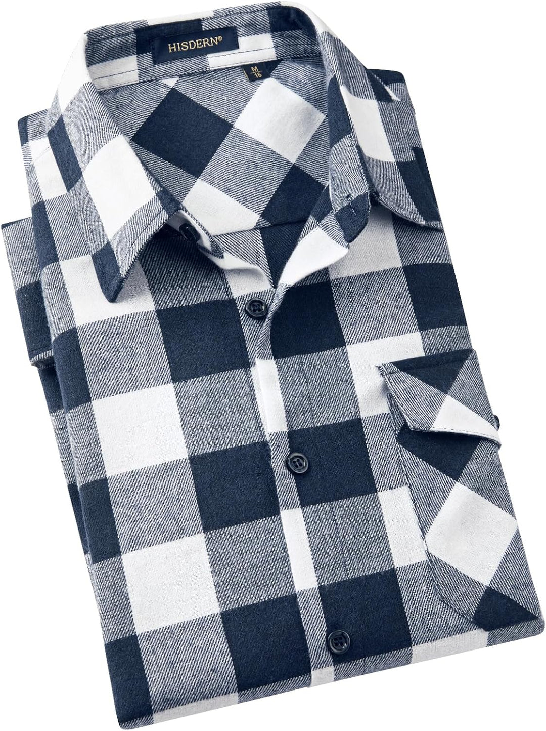 HISDERN Flanellhemd Herren Karierte Hemden Herren Langarm Button Down Baumwolle Holzfällerhemd Regul