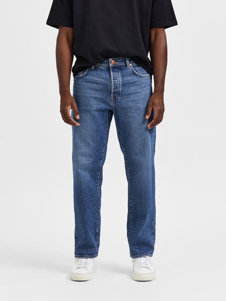 Selected Homme Male Loose Fit Jeans 220 29W / 32L Medium Blue Denim, 29W / 32L Medium Blue Denim