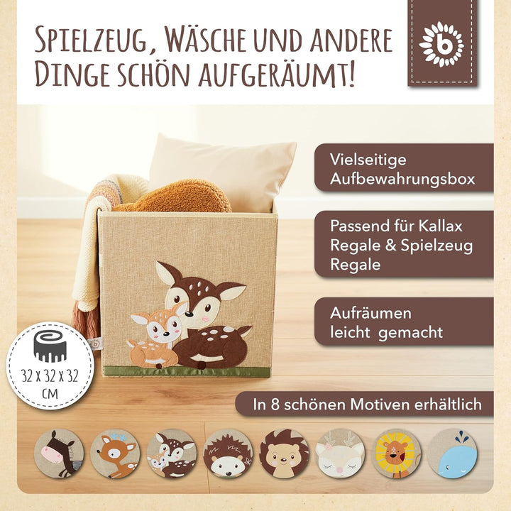 Bieco Aufbewahrungsbox Kinder Rehe | Kinderzimmer Aufbewahrung | Kallax Einsatz Kinder Spielzeug Auf