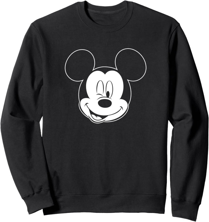 Disney Mickey Winking Plain Face Outline Sweatshirt