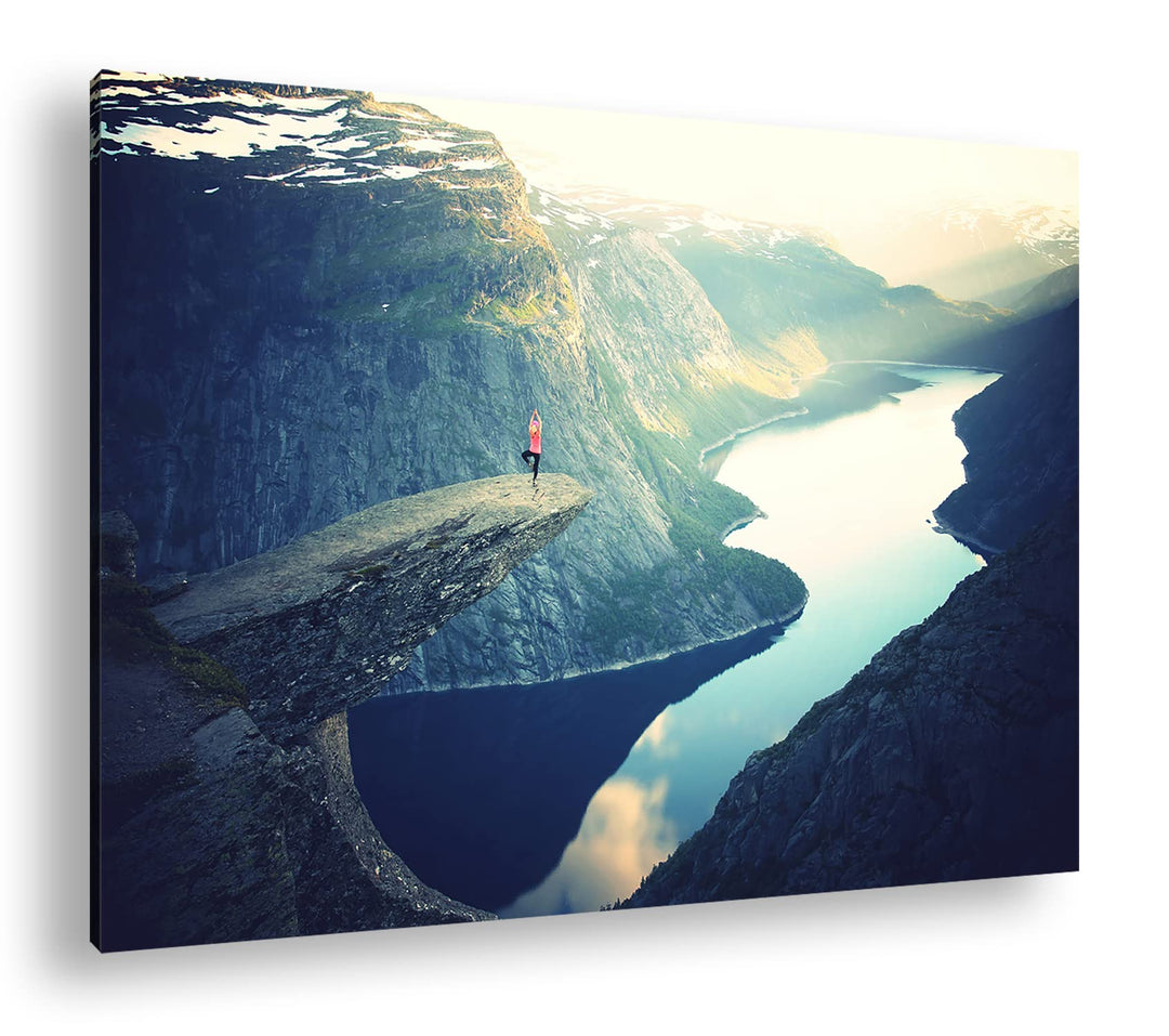 deyoli atemberaubende Aussicht eines Fjords Format: 80x60 als Leinwandbild, Motiv fertig gerahmt auf