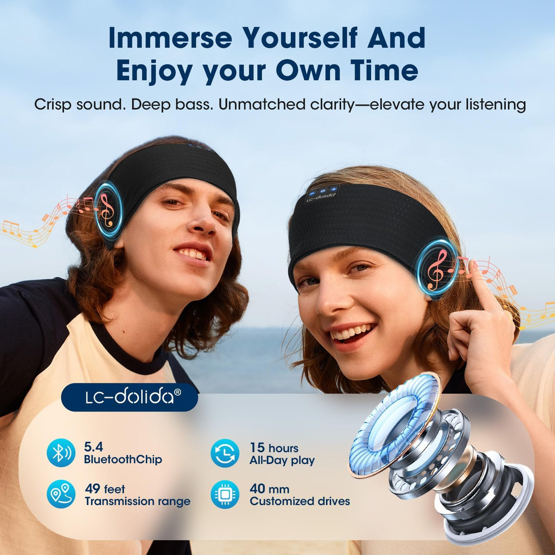 LC-dolida Schlafkopfhörer Bluetooth Stirnband Kopfhörer, Schlafkopfhörer Seitenschläfer Schlaf zum K