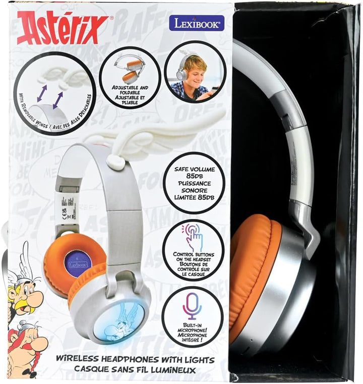 Lexibook, Astérix, Faltbarer Bluetooth®- und kabelgebundener Leucht-Headset mit 3D-Design aus dem As