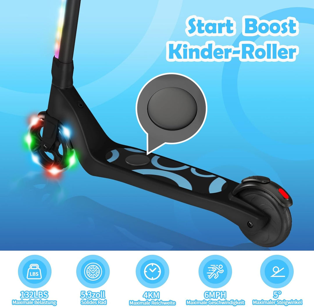 SISIGAD E Scooter Kinder für 6-12 Jahre, E Roller Kinder 5.3 Zoll Kinderroller mit Blinkende LED-Leu