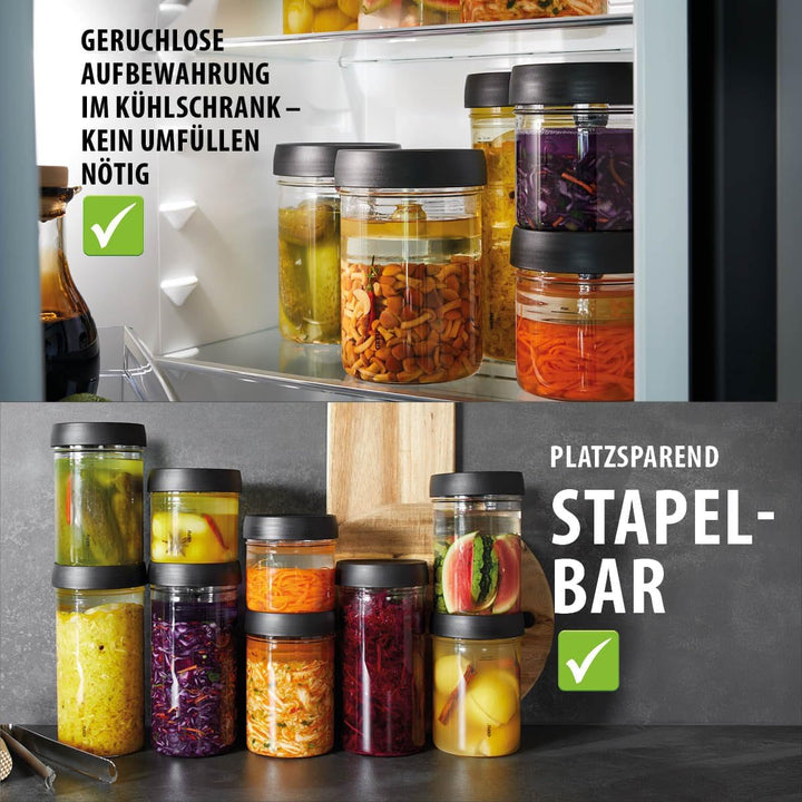 GEFU Fermentierglas NATIVO 0,5 Liter, inkl. Beschwerungsgewicht, Fermentationsglas mit Gewicht und D