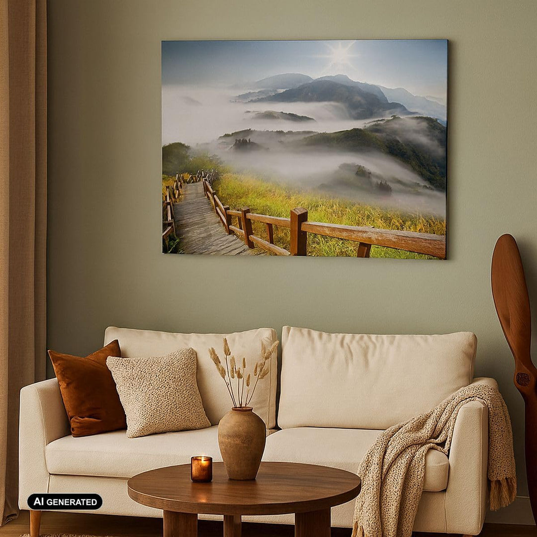 Bilder auf Leinwand 100x70cm Leinwandbild Asien schönheit berg landschaft Gross Wanddeko Bild Schlaf