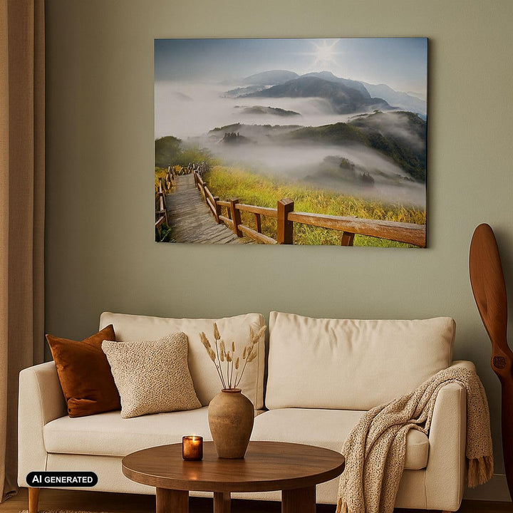 Bilder auf Leinwand 100x70cm Leinwandbild Asien schönheit berg landschaft Gross Wanddeko Bild Schlaf