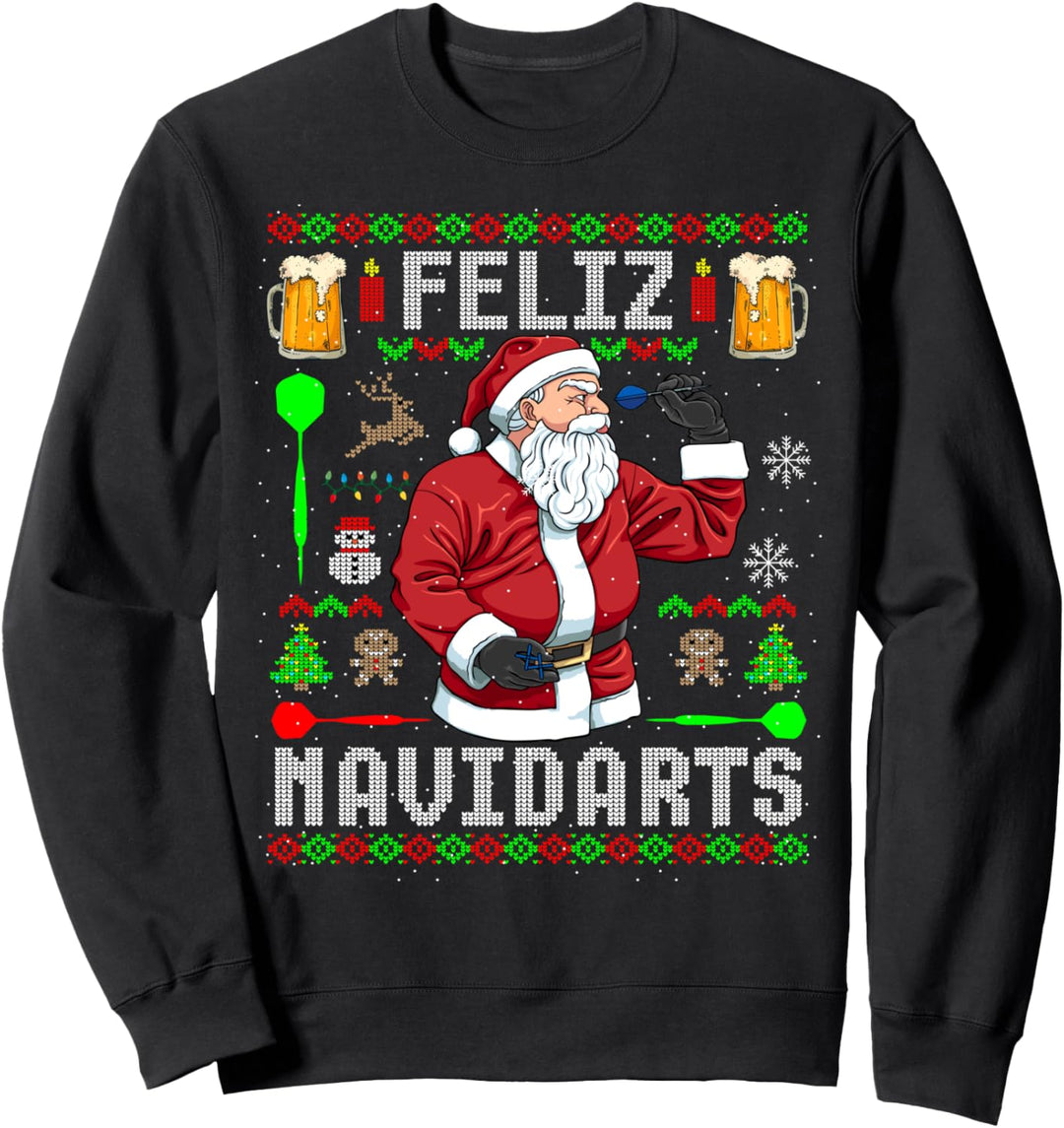 Lustiges Ugly Christmas Darts Feliz Navidarts Geschenk Sweatshirt