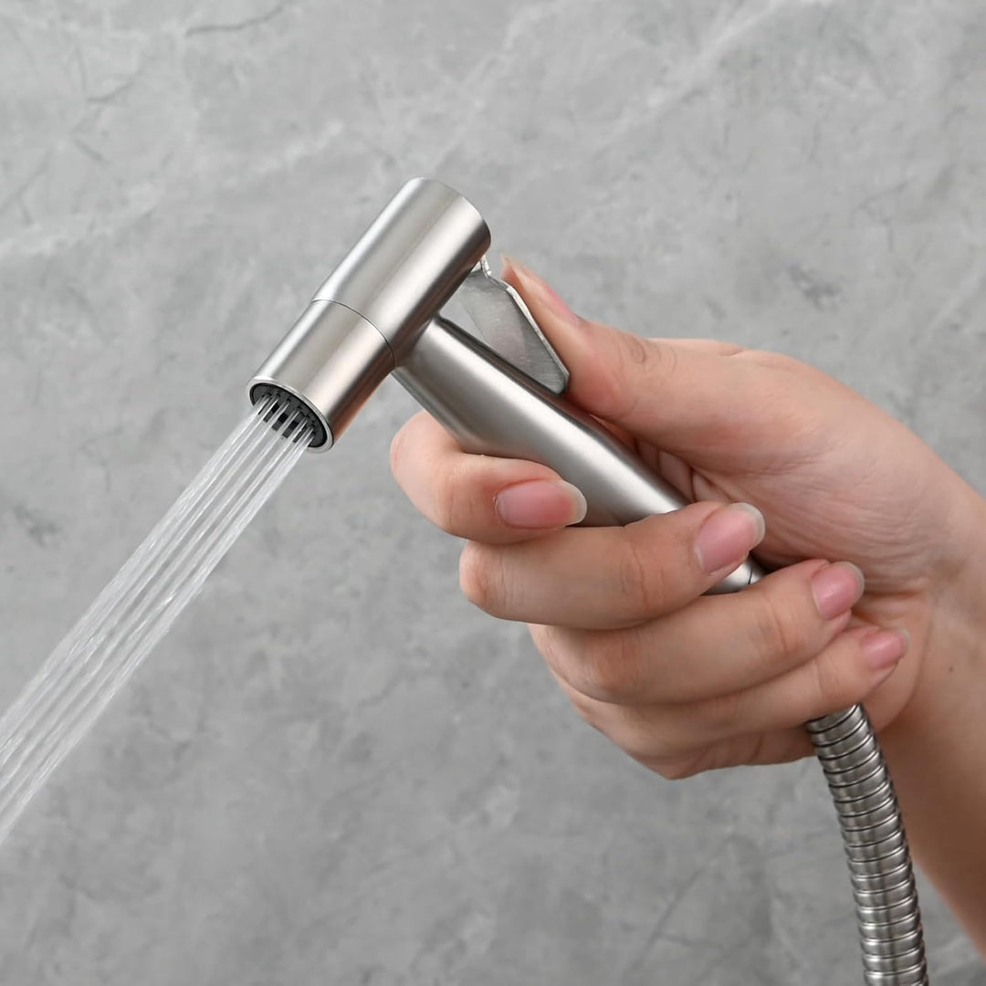 Tecmolog Bidet Handbrause Edelstahl Bidet Sprayer Set mit 3-Wege Umschaltventil 3/8"-12/17 und Dusch
