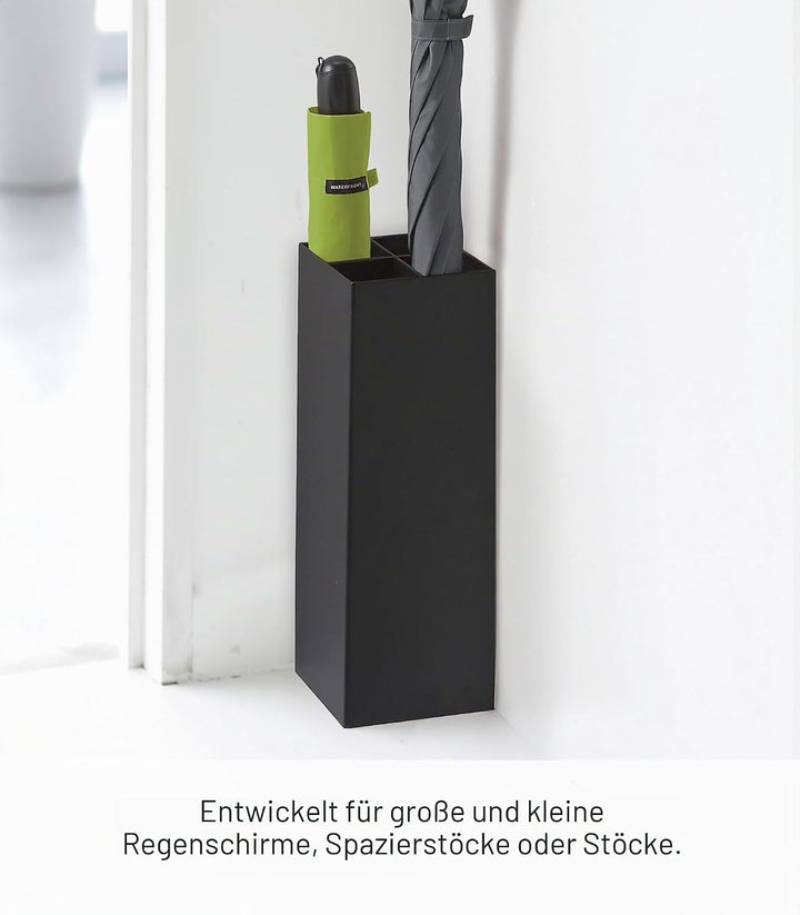 YAMAZAKI 'Smart' 6719 Schirmständer, Stahl, Polypropylene, Schwarz, kompakter Eckschirmständer, L 11