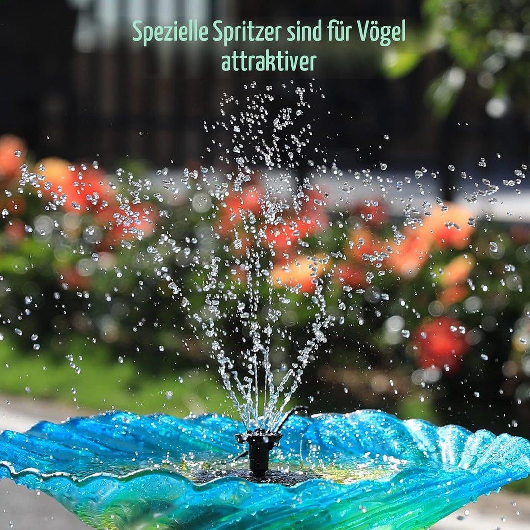 AMZtime 7W DIY Solar Springbrunnen mit 1,5M Wasserleitung und Pfahl, Upgrade Solar Teichpumpe Kit So