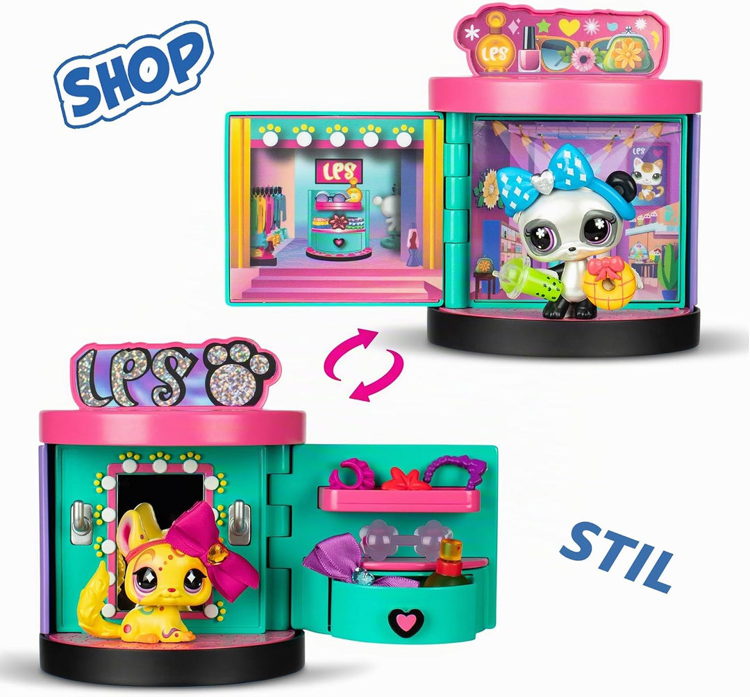 Littlest Pet Shop - Sweet and Style Set - 4-in-1 Boutique - Pack mit 3 Tieren, 15 Zubehörteilen, 1 K