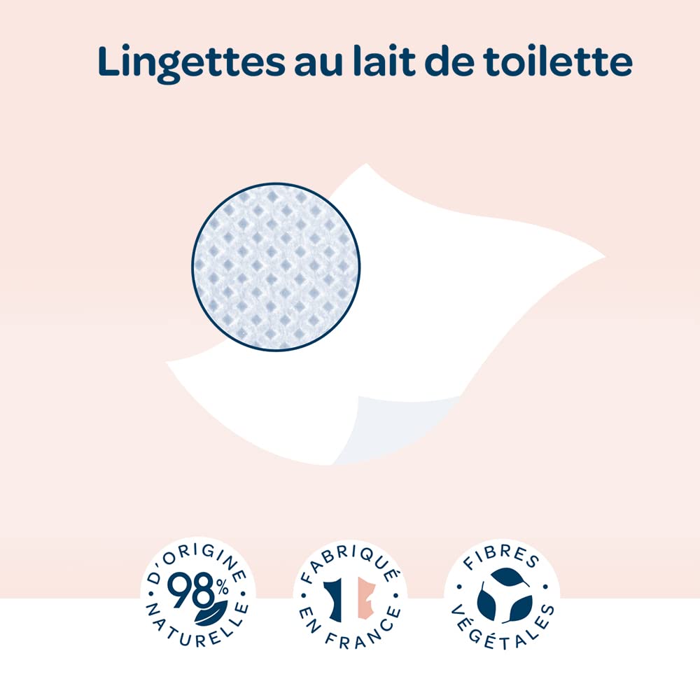 BIOLANE - 12 Packungen – Babytücher mit Toilettenmilch – Baby – 864 Babytücher – reinigt und spendet