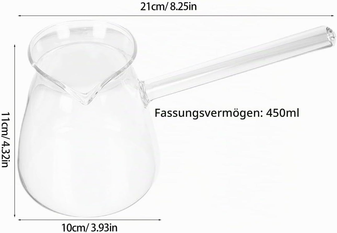 Housoutil Transparente Türkische Kaffeekanne 450 Ml Verdicktes Hochborosilikatglas Praktische Mit Se