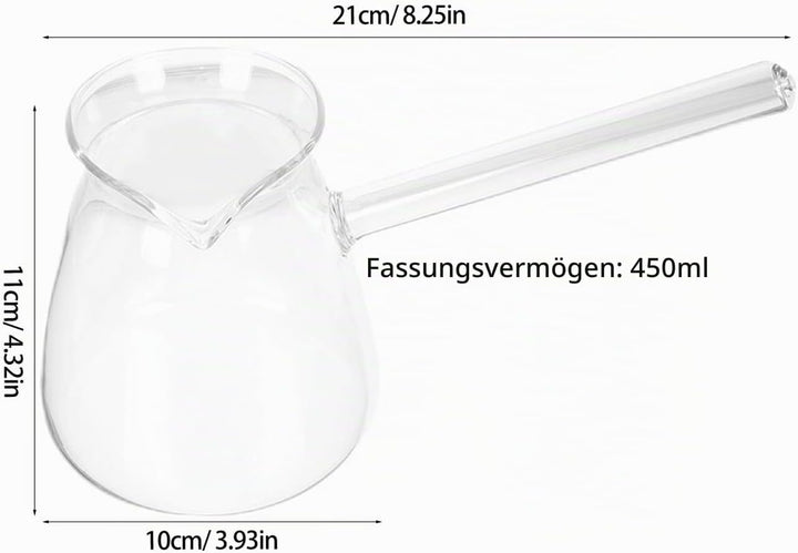 Housoutil Transparente Türkische Kaffeekanne 450 Ml Verdicktes Hochborosilikatglas Praktische Mit Se