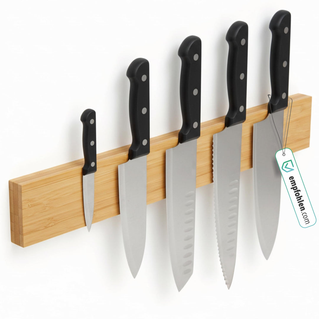 Kibun® Magnetleiste für Messer 40 cm; Extra Starker Magnet Messerhalter, edles Bambus/Walnuss Holz M