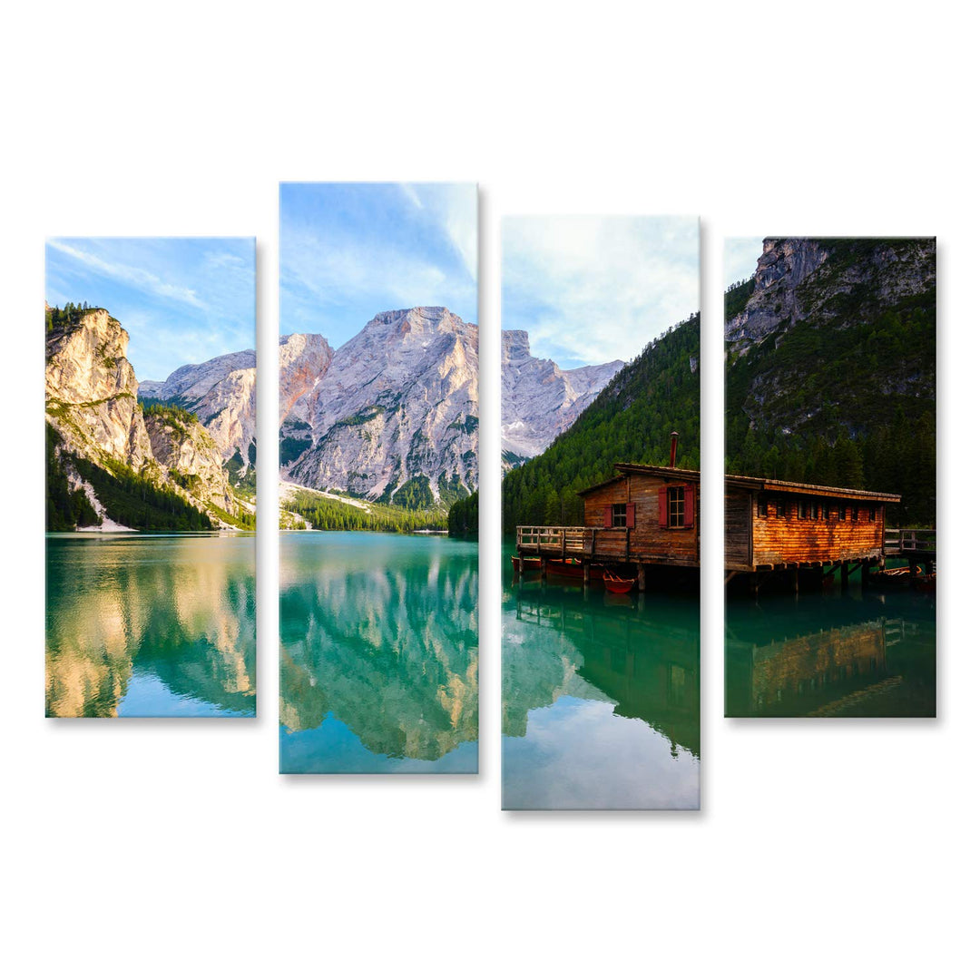 islandburner Bild auf Leinwand Prager Wildsee Dolomiten Berge Südtirol Italien Bilder Wandbilder Pos