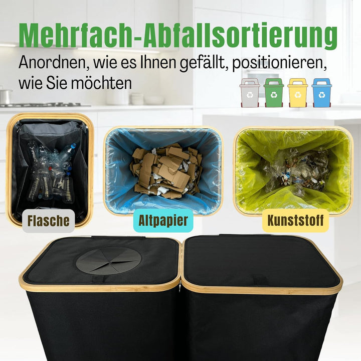 RMAN 2 × 100L Gelber Sack Behälter und Pfandflaschen Sammelbehälter - Entnahme durch Tür auf der Rüc