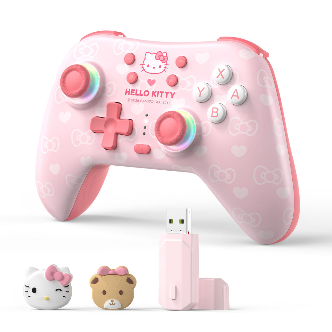 Kuitmor Wireless PC Controller mit RGB, Hall Effekt Joysticks, 1000 Hz Abfragerate, Turbo, Remappabl