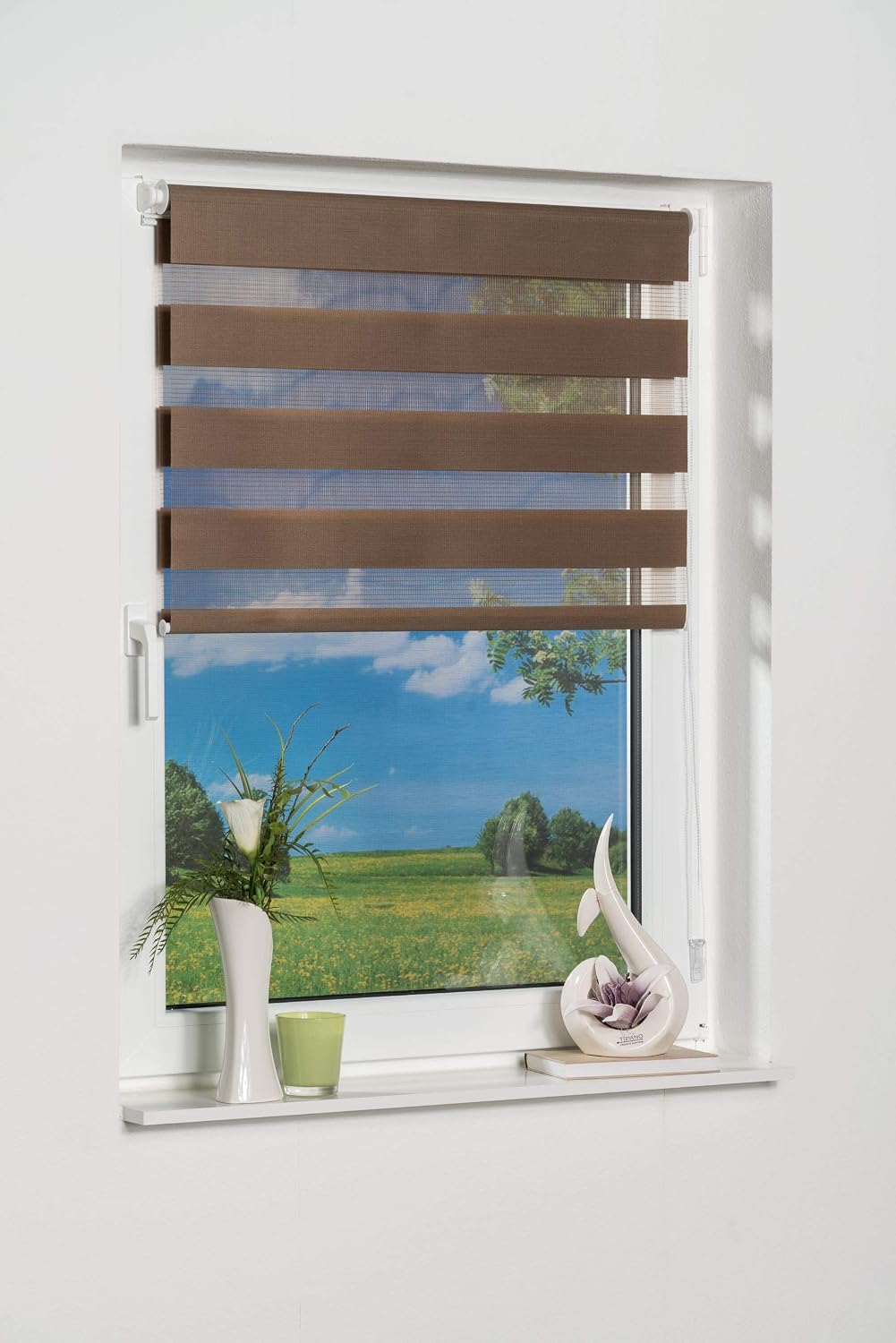 K-home Klemmfix Doppelrollo Madrid ohne Bohren Mokka 75 x 200 cm (B x L), Mokka 75 x 200 cm (B x L)