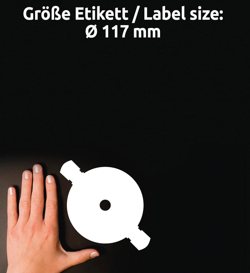 AVERY Zweckform L7760-25 selbstklebende CD-Etiketten (50 blickdichte CD-Aufkleber, Ø 117mm auf A4, S