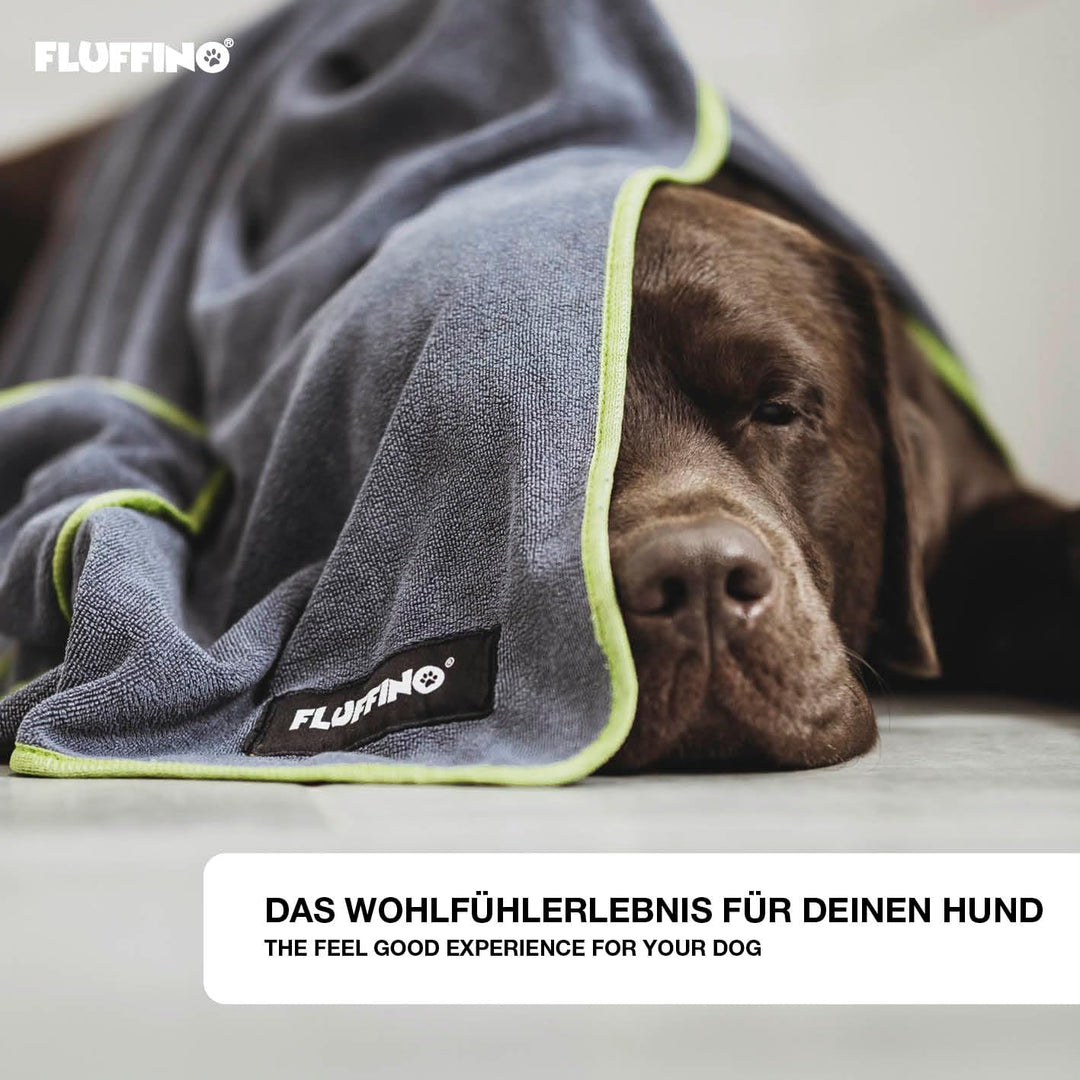 FLUFFINO 4er Set Hundehandtuch - 2X 120x70cm & 2X 90x50cm - extrem saugfähig & weich | Waschbar bei