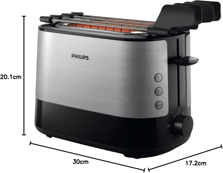 Philips HD2639/90 – Toaster (730 W, extra grosser Schlitz, Zubehör für Sandwichs), Schwarz und Silbe