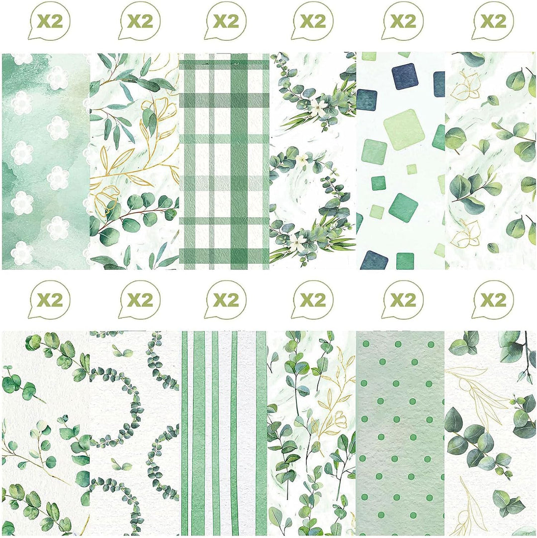 Scrapbook Papier 30x30 Scrapbook Bastelpapier mit Muster, Grün Scrapbooking Papier Doppelseitiges Fr