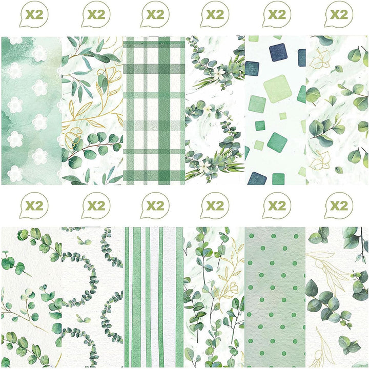 Scrapbook Papier 30x30 Scrapbook Bastelpapier mit Muster, Grün Scrapbooking Papier Doppelseitiges Fr