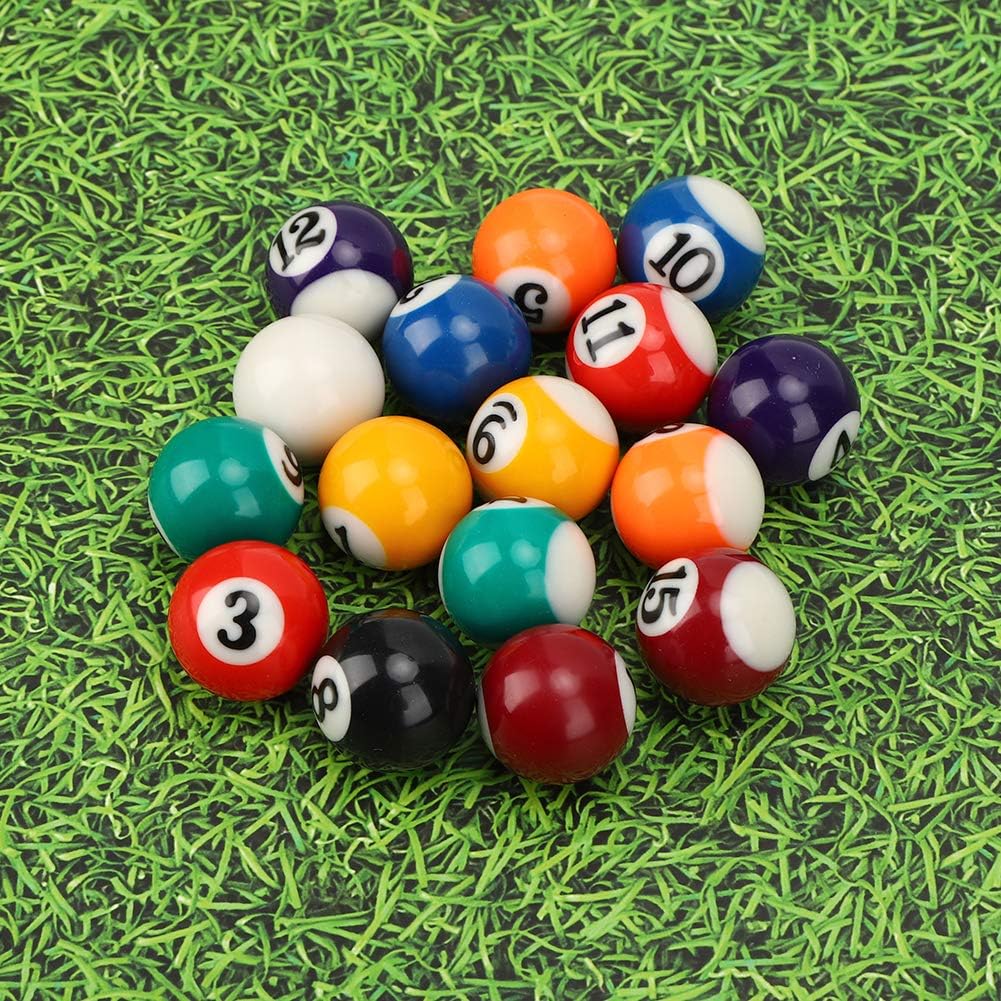 Keenso Mini Harz Billardkugeln, Kinder Billardkugel Spielzeug 16 Stück 25mm Billardtisch Billard Tra