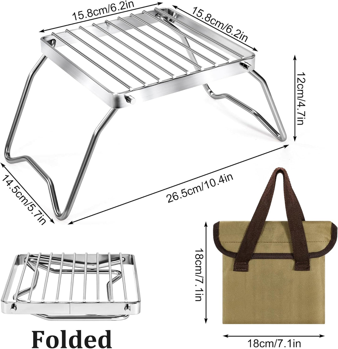 Klappbarer Campinggrill Tragbar Edelstahl Grillgitter Outdoor Grillrost mit Tragetasche Lagerfeuer-G