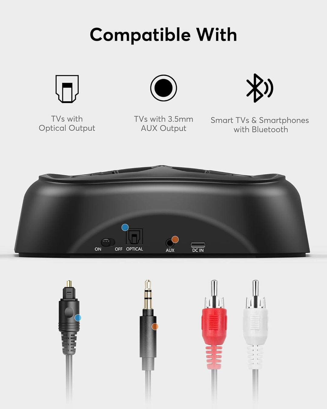 Doohoeek TV Kopfhörer Kabellos, Bluetooth 5.3 Over-Ear Headphones mit Ladestation&Digital Display, P
