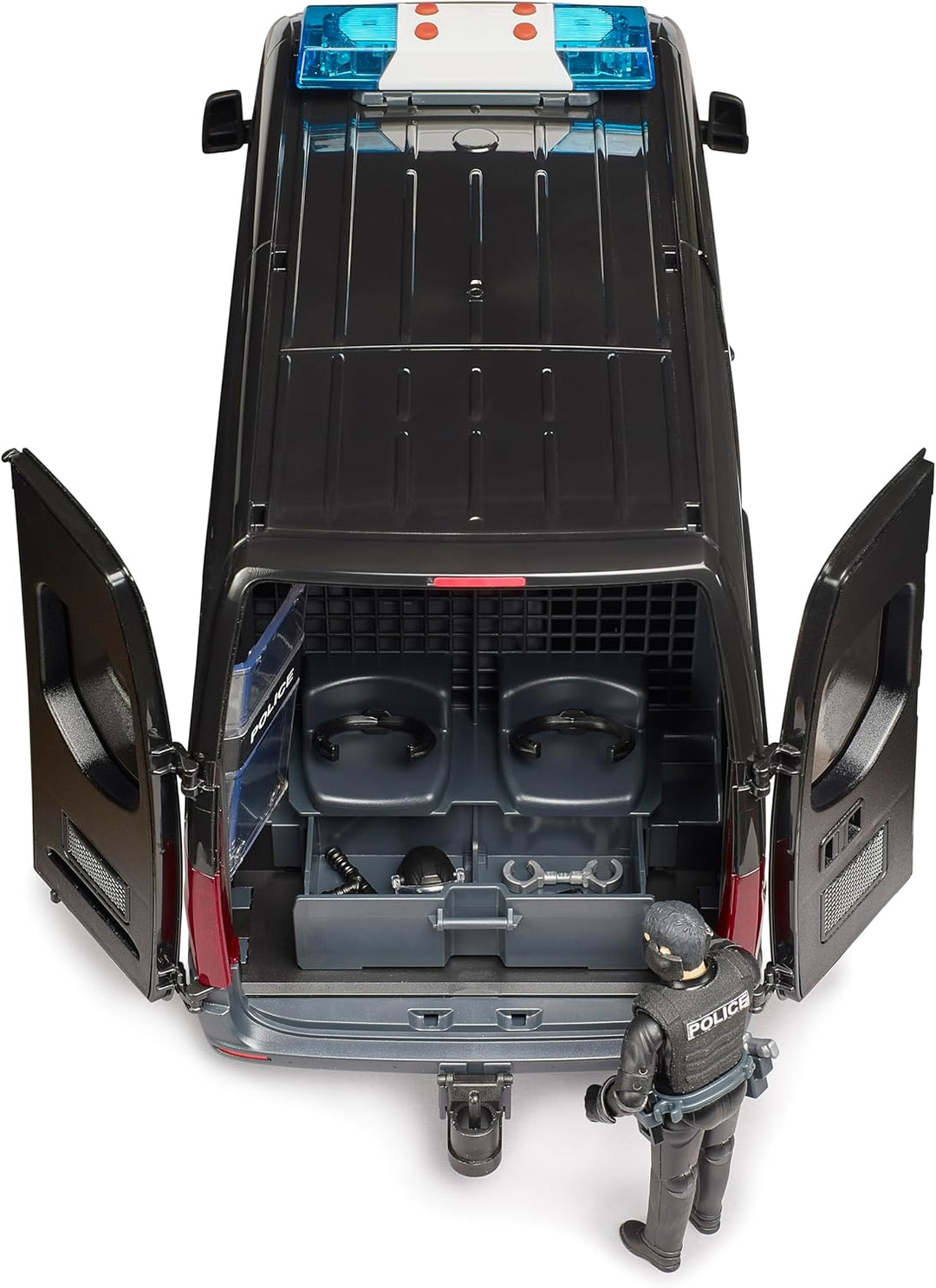 bruder 02685 - MB Sprinter Police Special Forces mit bworld Figur | Inklusive Light &amp; Sound Modul, P