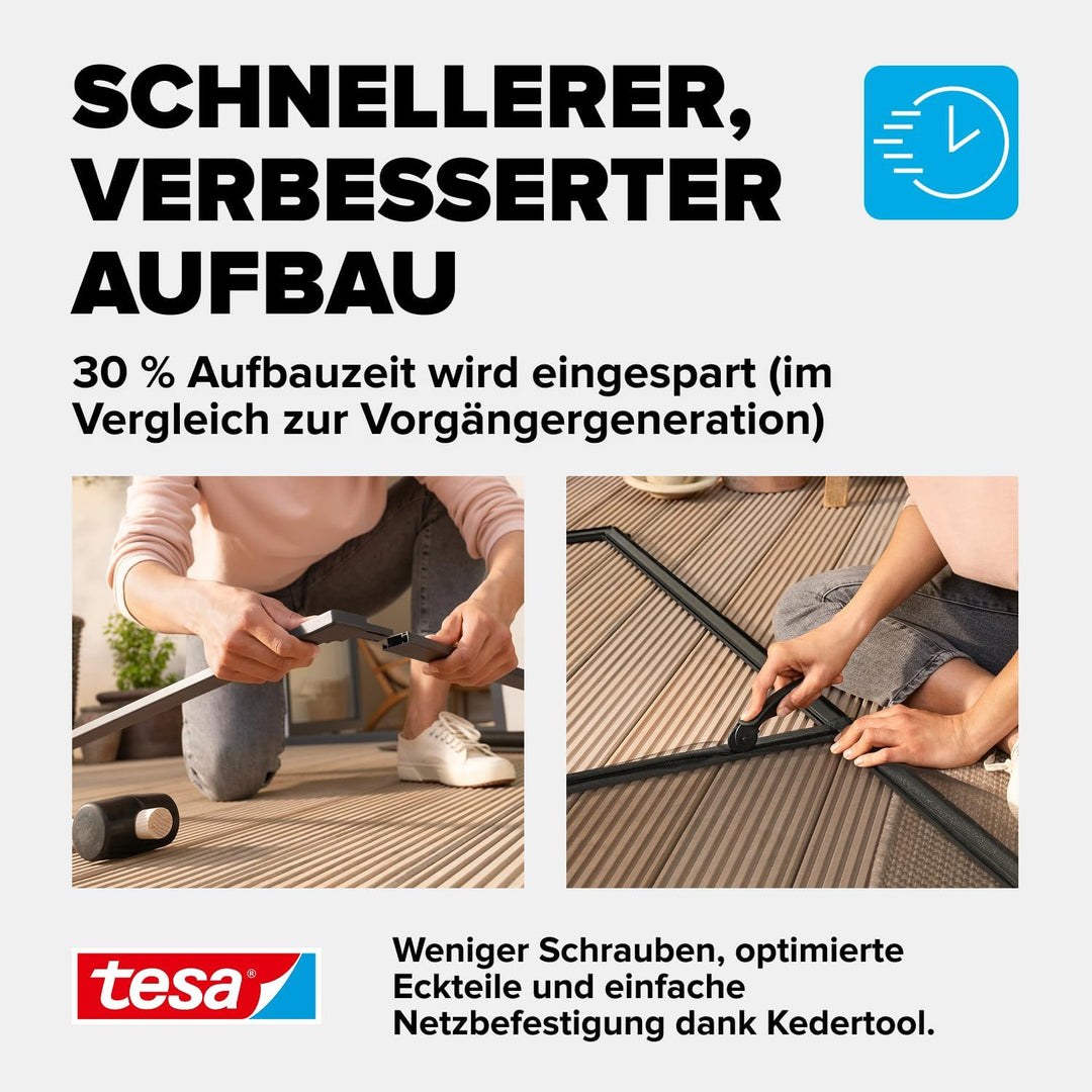 tesa INSECT STOP Aluminium-Rahmen Fliegengitter Tür 120 x 240 cm Anthrazit | Langlebiges Fliegengitt