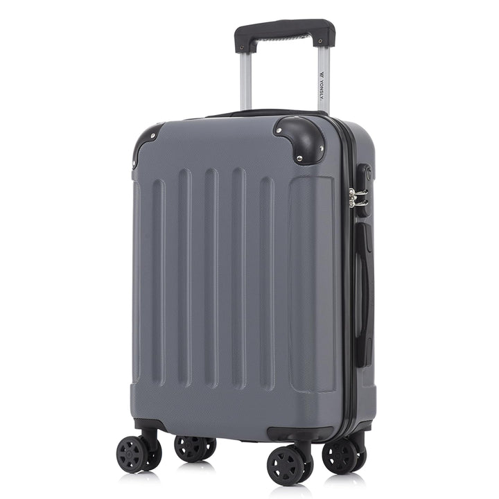 Koffer Suitcase M Grau, Trolley Reisekoffer, Rollkoffer Handgepäck, Kabinenkoffer mit 4 Rollen 360°,