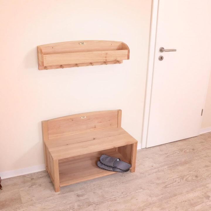 Holzspielzeug Peitz Kinder-Wand-Garderobe | Mützen-Ablage | Kinderzimmer-Massivholz-Garderobe 8058