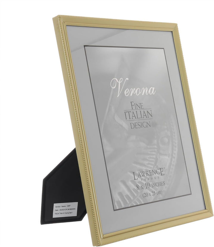 Lawrence Frames Bilderrahmen, antikes Messing, 20,3 x 25,4 cm, Perlenrand-Design Goldfarben satinier