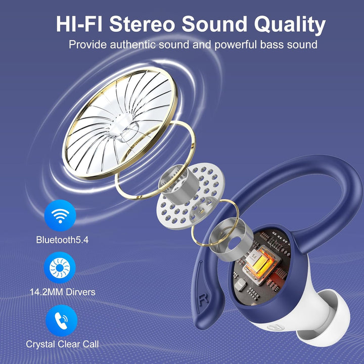 sprtoybat Bluetooth Kopfhörer, Kopfhörer Kabellos Bluetooth 5.4 mit 4 ENC Noise Cancelling Mic, Kabe