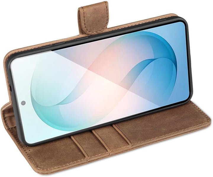 LENSUN Handyhülle für Samsung Galaxy S26 Plus Echtleder, Lederhülle [Brieftasche][RFID Schutz][Stand