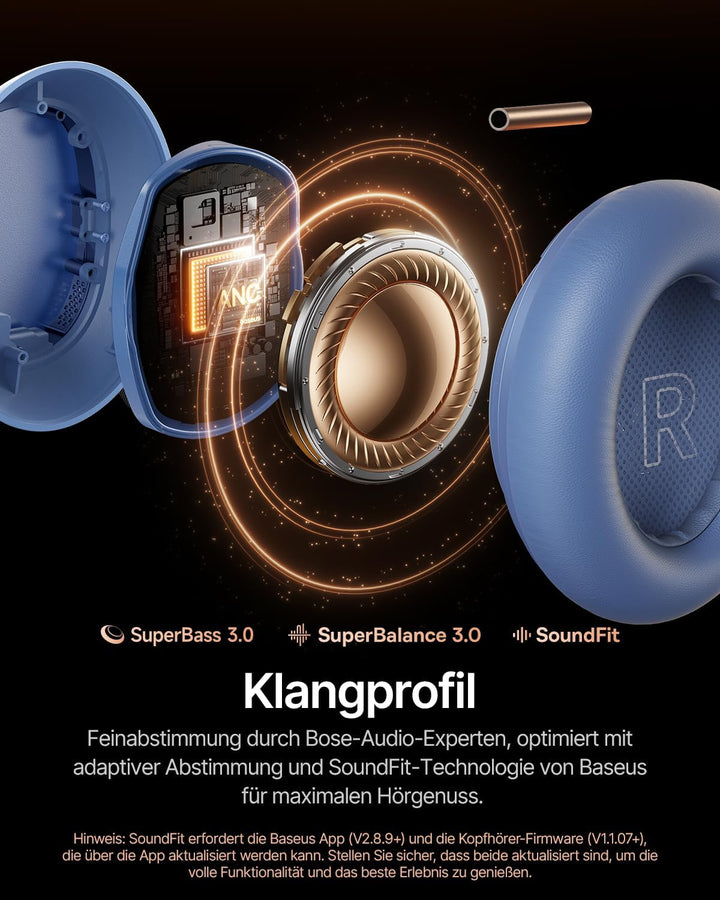 Baseus Inspire XH1 Over-Ear Kopfhörer mit Noise Cancelling, Sound by Bose, Cloud-Komfort, Dolby Audi
