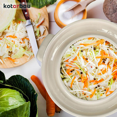 KOTARBAU® Sauerkraut Gärtopf Sauerkrauttopf 10L Tontopf mit Deckel Steinguttopf Fermentieren Dauerkr