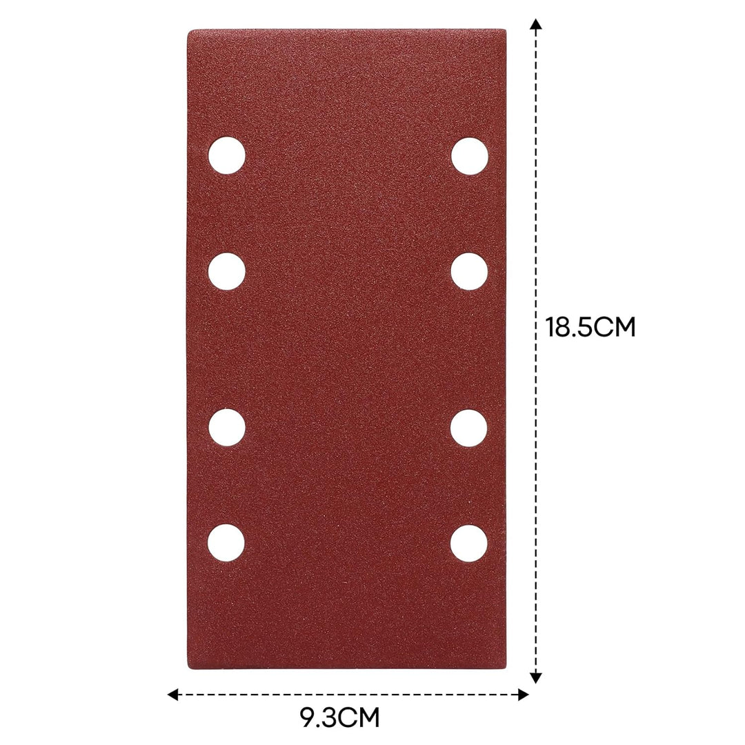 SHALL-120 Schleifblätter, rechteckig, 93 x 185 mm, Schleifpapier, 8 Löcher, Klett-Schleifpads, versc