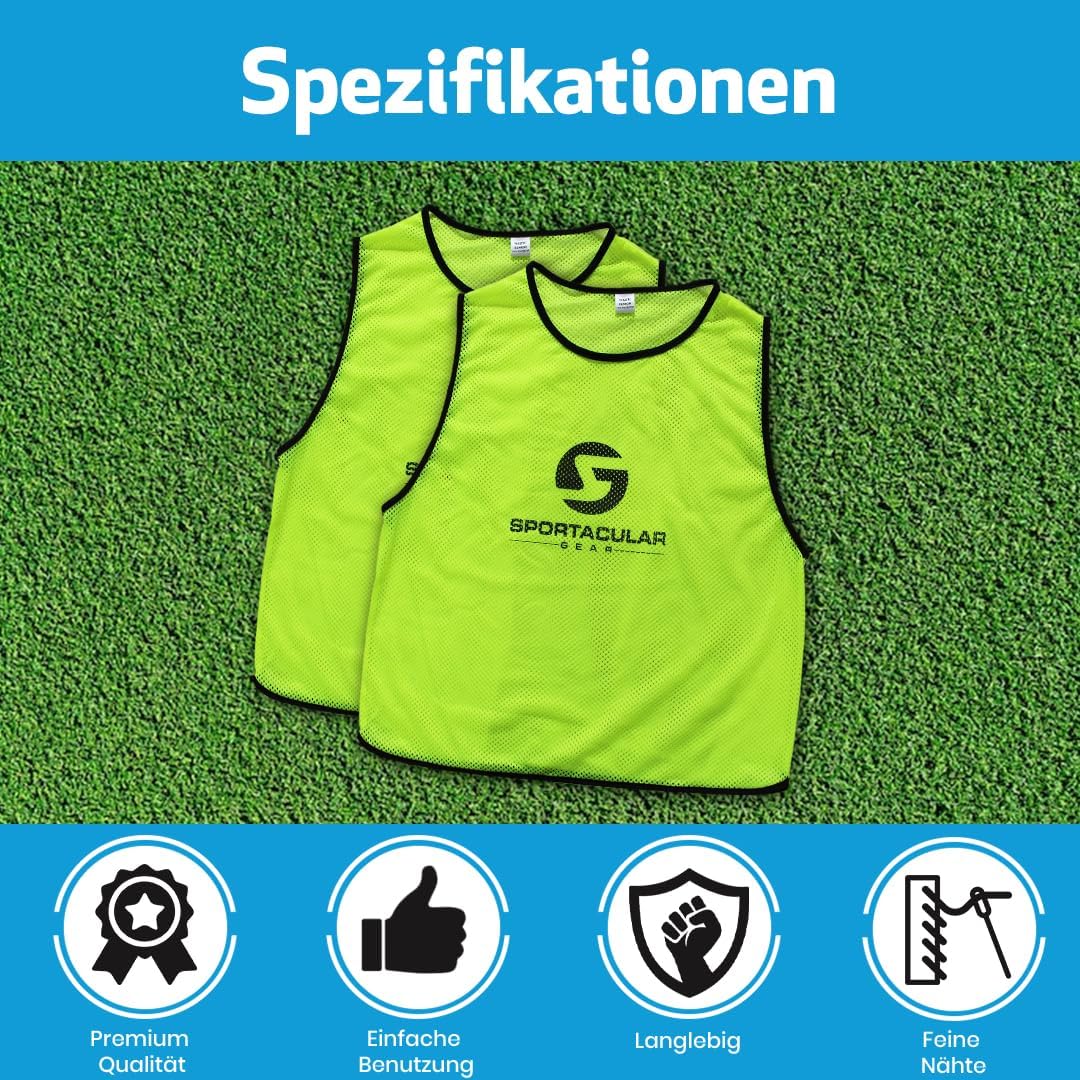 Sportacular Gear 10er Set Trainingsleibchen in versch. Farben und Grössen I Markierungshemden, Hemdc