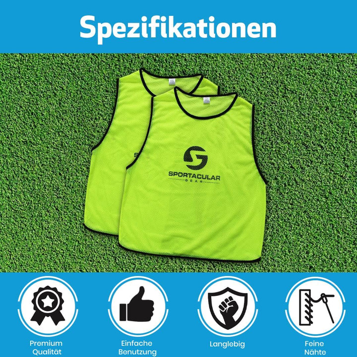Sportacular Gear 10er Set Trainingsleibchen in versch. Farben und Grössen I Markierungshemden, Hemdc