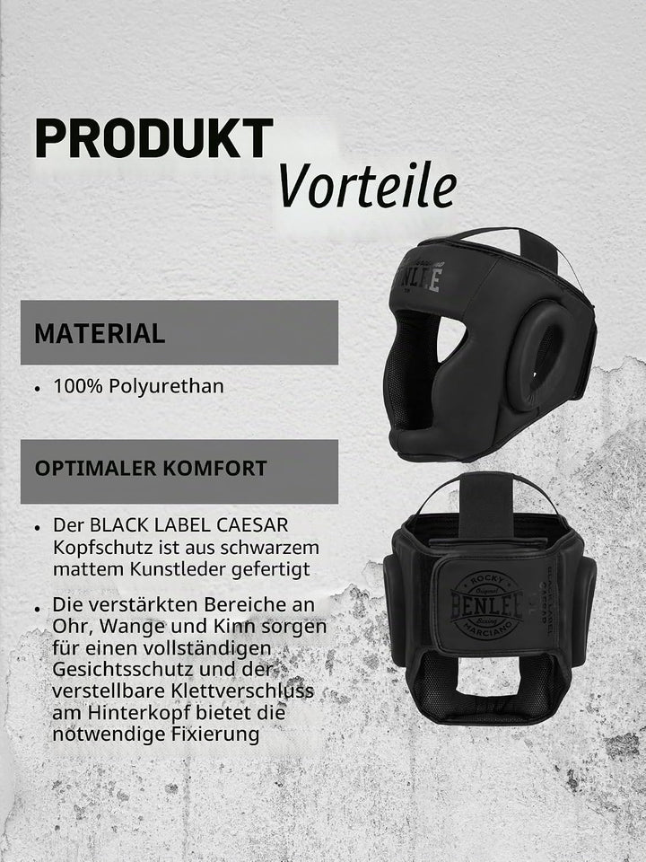 BENLEE Kopfschutz aus Kunstleder Black Label Caesar Schwarz S/M, Schwarz S/M