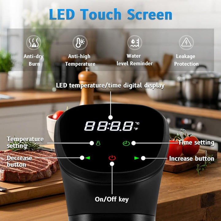 MXBAOHENG Sous Vide Stick 850 W Sous Vide Garer für Behälter bis 12 L Sous Vide Maschine Temperaturb