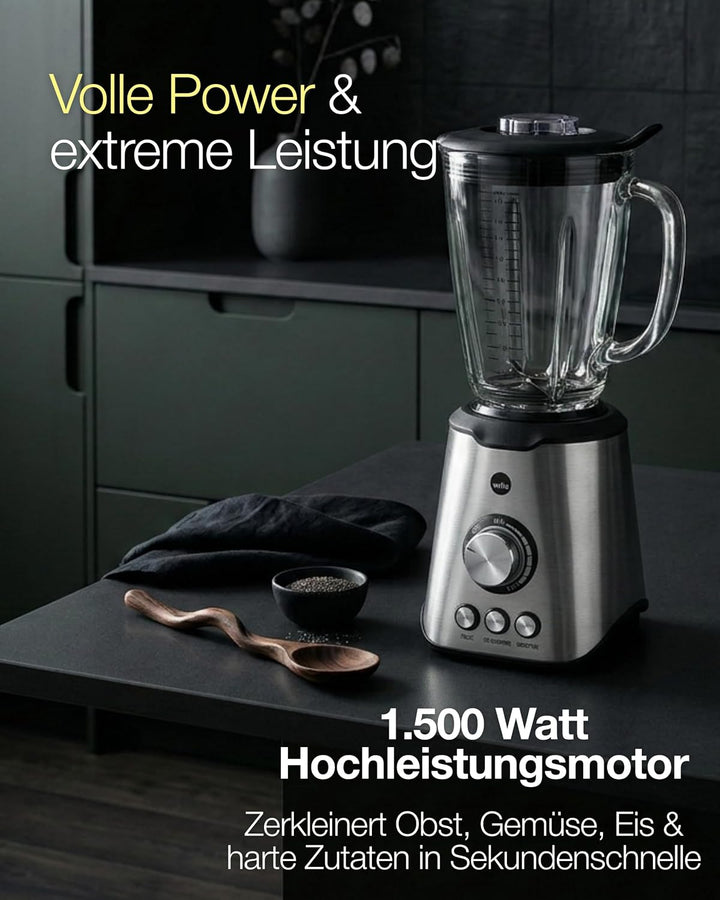 Wilfa SMOOTH Standmixer - leistungsstarker 1000 Watt Motor mit einem Fassungsvermögen von 1,5 Liter,