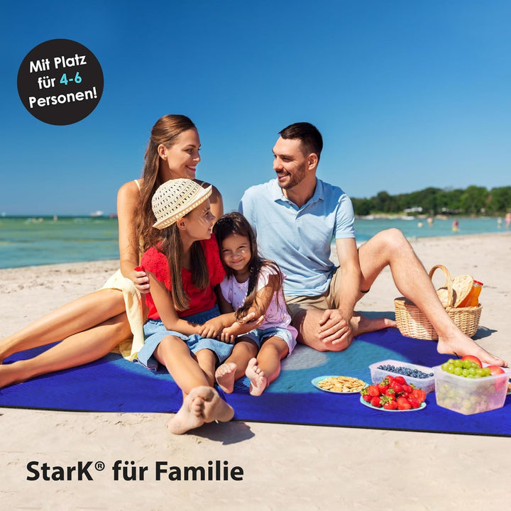 StarK Picknickdecke 200x200 Lagune, 3 -lagige sandfeste Stranddecke ohne Nähte, Strandmatte gepolste