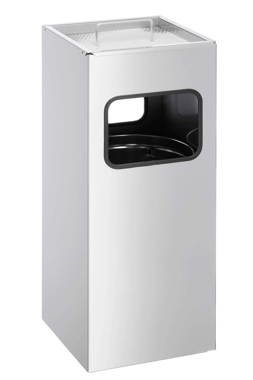Durable Papierkorb Metall mit Ascher, entnehmbarer Inneneimer und Ascher, eckig, silber, 333123 silb