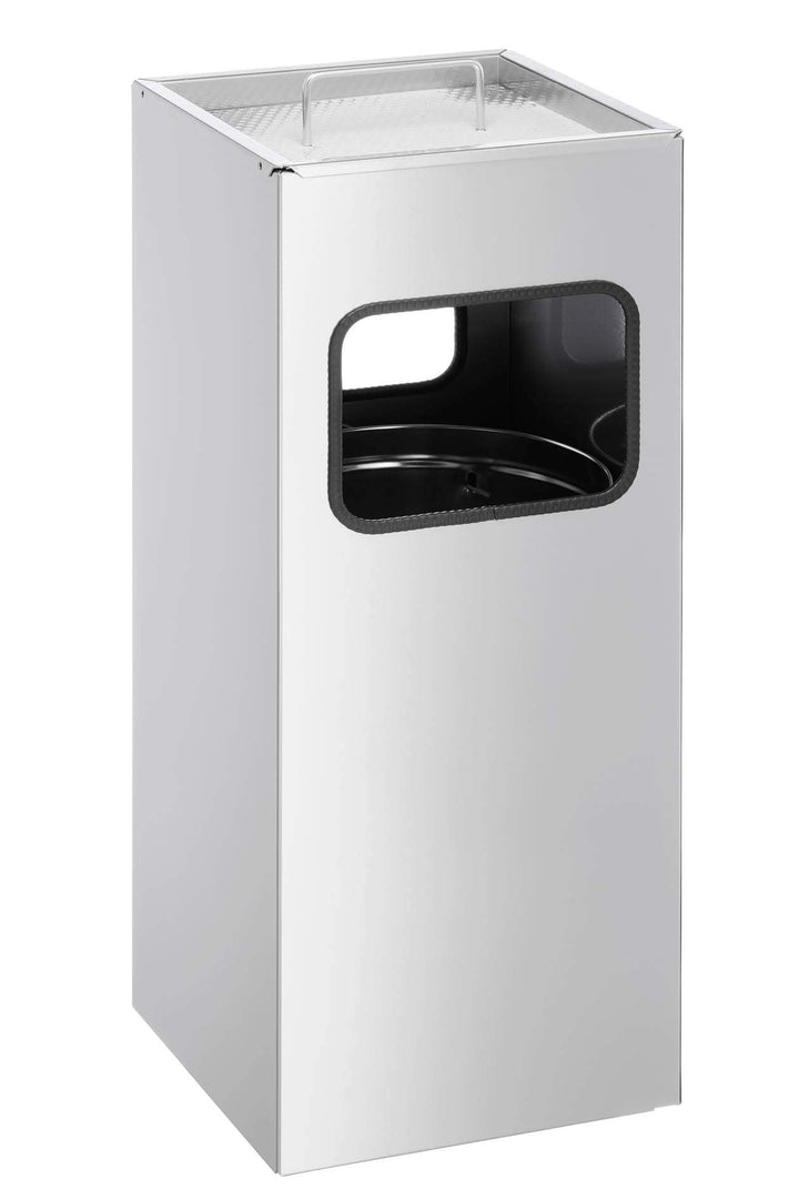 Durable Papierkorb Metall mit Ascher, entnehmbarer Inneneimer und Ascher, eckig, silber, 333123 silb